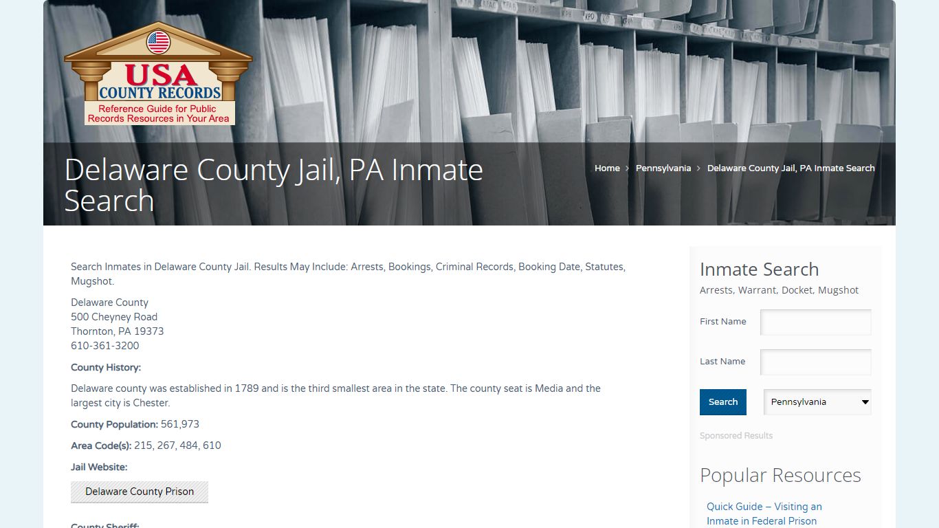 Delaware County Jail, PA Inmate Search | Name Search