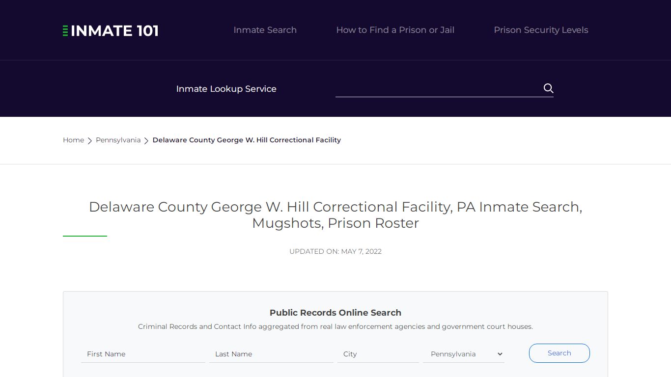 Delaware County George W. Hill ... - Inmate Locator