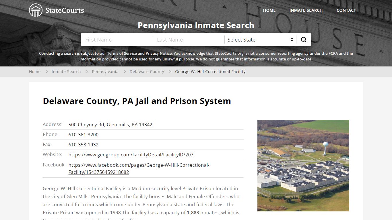 George W. Hill Correctional Facility Inmate Records Search ...